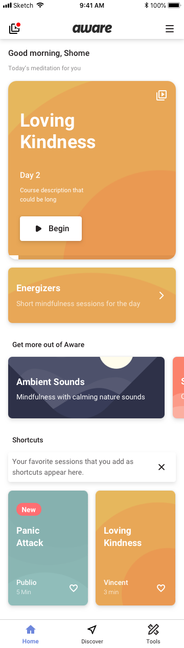 Aware homepage