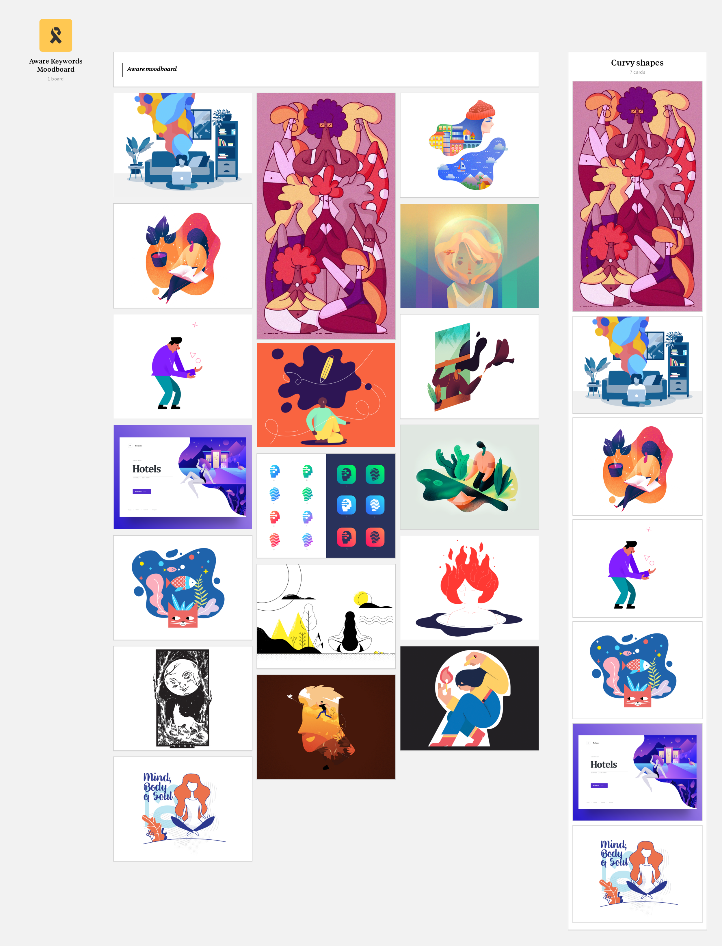 Mood board collected from the adjective searches