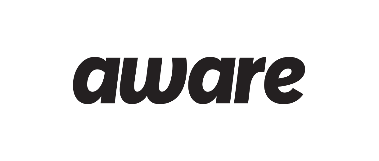Aware. Simple word in a circular font